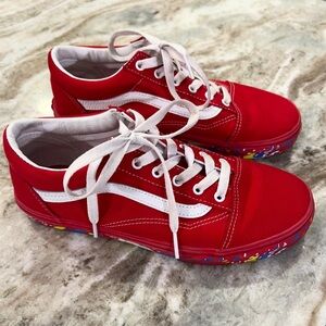 Youth/Big Kid Vans Old School Red Paint Splatter ❤️
